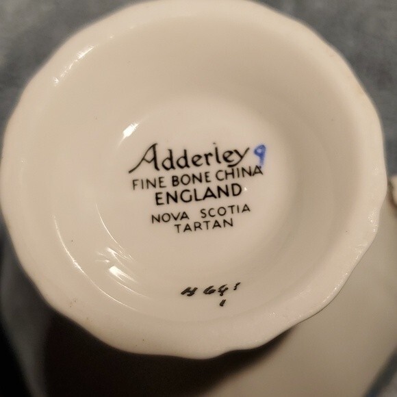Adderley Tea Cup Nova Scotia Tartan - no saucer VTG Green Blue Tartan Ribbon - Picture 6 of 9